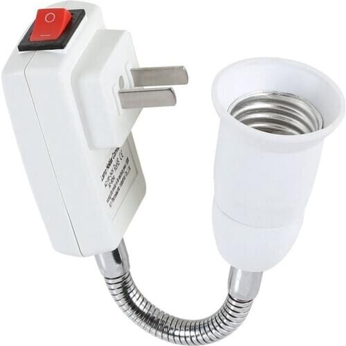 E27 Socket Adapter with On/Off Switch to US Plug,Flexible Extension Lamp Bulb Holder Converter