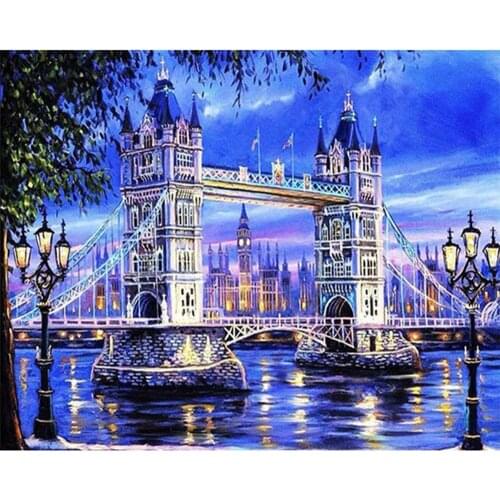 DIY 5D Diamond Painting London Tower Bridge Modern Home Decoration Full Round Diamond Embroidery Home Decor hobby craft FH002