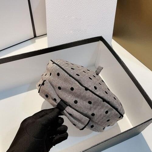 Fashion Dot Berets Hat for Women Spring Autumn Bow Knot Hepburn Style Cute Girl Hat Autumn Winter Octagonal Hat Painter Flat Cap