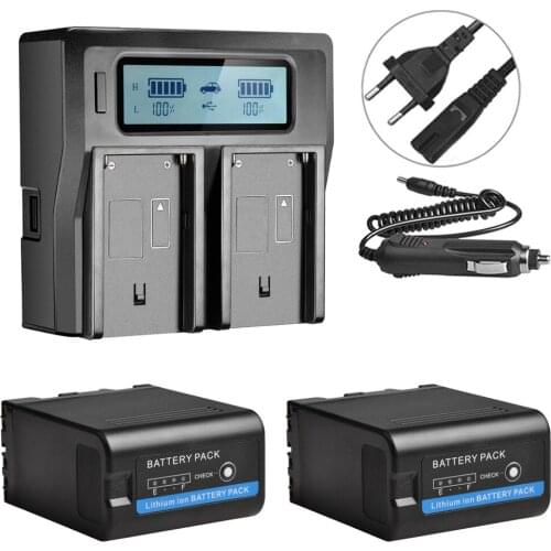 14.4V BP-U60 BPU60 Battery 2 Packs + LCD Dual Fast Charger For Sony PMW-160,PMW-300,PMW-EX3,PMW-EX280,PXW-FS7,PXW-FX6,PXW-FX9K