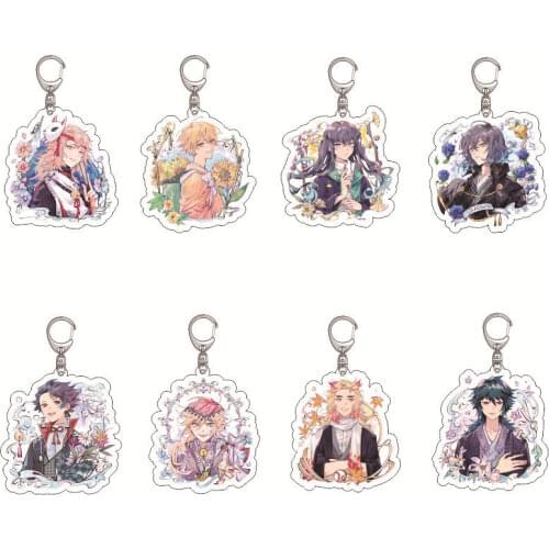 Cartoon Anime Demon Slayer Kimetsu No Yaiba Keychain Kamado Tanjirou Kamado-Nezuko Tomioka Giyuu Acrylic Key Chain Keyring