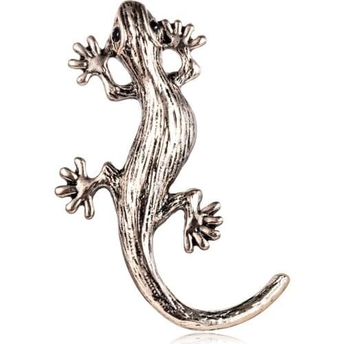 Gecko Brooch Electroplated Patina Vintage Lizard Brooch Animal Brooches for Women Enamel Brooch Pins Jewelry Accessories