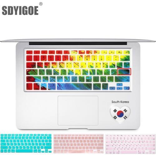 Korean keyboard cover For Mac Book Air pro13 15 inch A1466 A1278 A1502 Retina Laptop Keyboard Covers Color keyboard film
