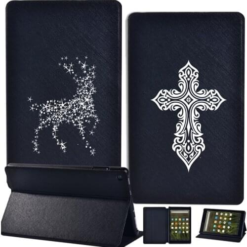 PU Leather Tablet Case for Amazon Fire 7(5th/7th/9th) /HD8 (6/7/8th) /HD10(5/7/9th) Stand Protective Shell+Stylu