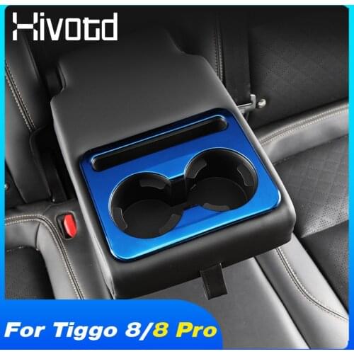 Hivotd Rear Water Cup Holder Frame Cover Trim Interior Accessories Car Styling Garnish For Chery Tiggo 8 /Tiggo 8 Pro 2018-2021