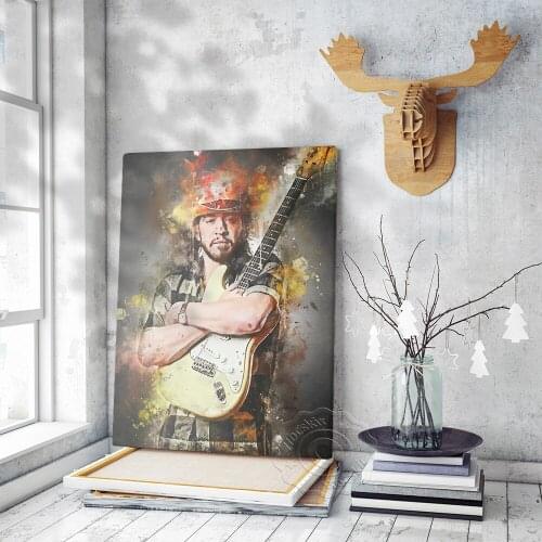 Rock Music Guitarist Slash Prints Art Poster, Heavy Metal Music Rock Band Wall Pictures, Watercolour Art Mural Canvas Painting
