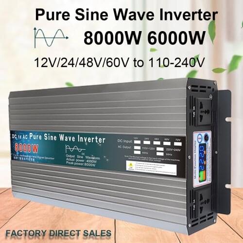 Pure Sine Wave Inverter 12V 24V To AC 110V/220V 3000W 6000W 4000W 8000W Voltage Transformer Power Converter Solar Inverter Home