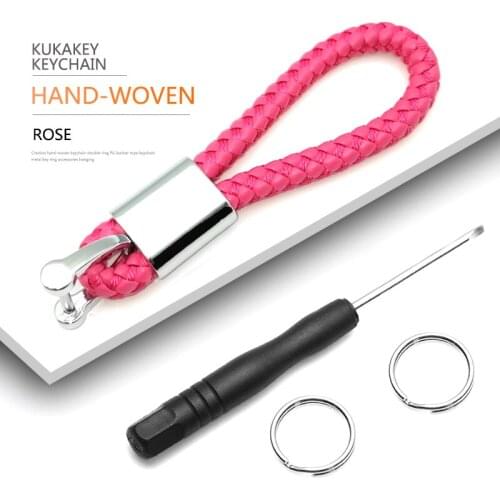 PU Leather Hand Woven Keychain Metal Key Rings Chains For Opel Astra G H J K Insignia Corsa Vectra Car Key Holder Auto Keyring