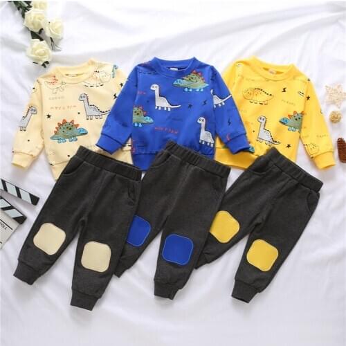 Boy Clothes Set 2PCS Cartoon animals Sweatshirt Pants Suit Baby Outfits Children Clothing for Kids Casual Warm Toddler Outfit