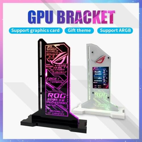 GPU bracket 2.4LCD temperature monitoring screen Computer case 5V3Pin ARGB graphics card GPU water cooling kit support frame