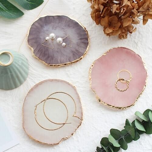 Circular Resin Agate Plate Jewelry Display Board Decorative Stand Nail Painting Palette Photography Props Fashion Decoration