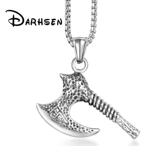 FATE LOVE Hot Sale Male Men Axe Pendants Necklaces Stainless Steel 55/60 cm Chain Fashion jewelry