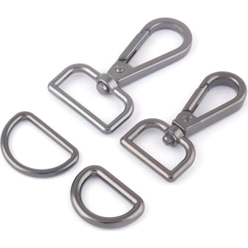 20/25mm Gunmetal Metal Swivel Claw Clasp,Slide Buckle Dog Collar Hardware Purse Adjuster D Ring Backpack Webbing Handbag DIY