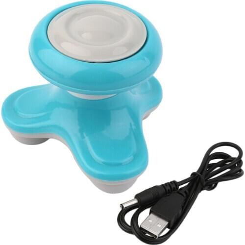 Mini Electric Handled Wave Vibrating Massager USB Battery Full Body Massage Blue