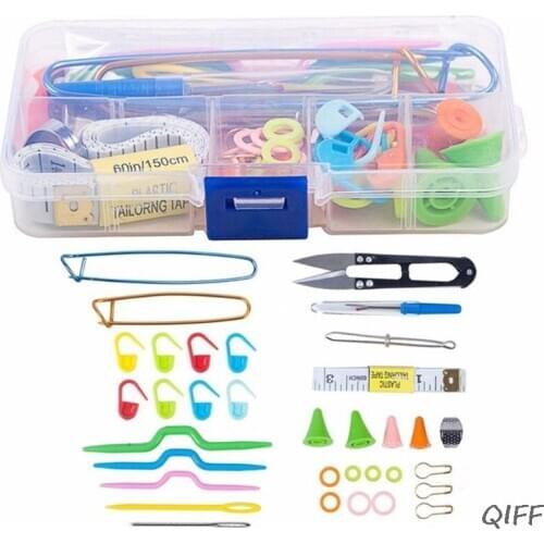 DIY Craft Knitting Needles Tools Set Crochet Hooks Clip Stitch Markers Scissors