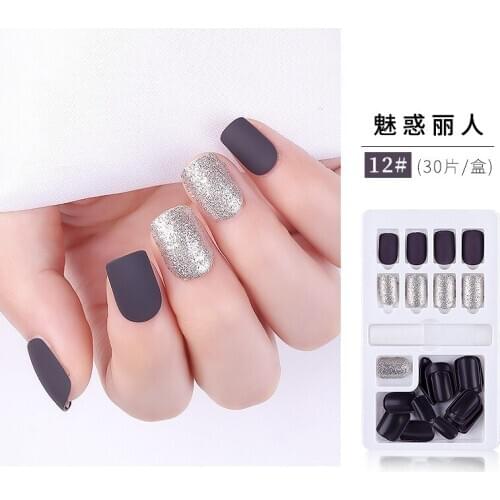 30pcs detachable False Nail Artificial Tips Set Full Cover for Short Press On Nails Art Fake Extension Tips With Glue Tool