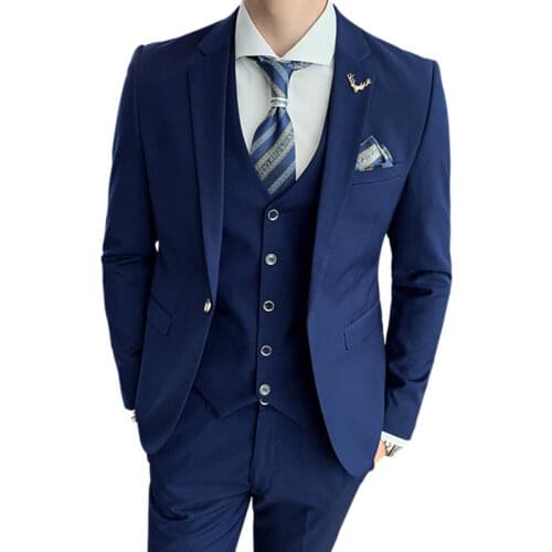 Slim Fit Male 3 Piece Wedding Dress Suits Set Men Business Casual Blazer Wedding Blazers Jacket Pants Vest Groomsman Wear Tuxedo