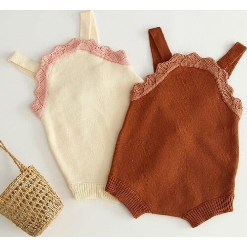 Newborn Boys Girls Pure Color Lace Jumpsuits Clothes 2020 Spring Autumn Baby Boys Girls Rompers Knitted Children Rompers