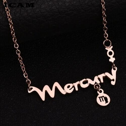 ICAM 12 Constellation Necklace Zodiac Sign necklace with Pendant Necklace charm Stainless steel Birthday Gift for Women Girl