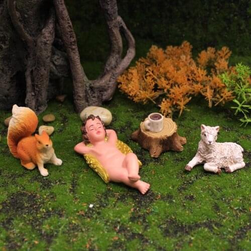 Mini Resin Moss Micro Landscape Decoration Outdoor Fairy Miniature Garden Dwarf Ornaments Handicraft Flower Pot Accessories Elf