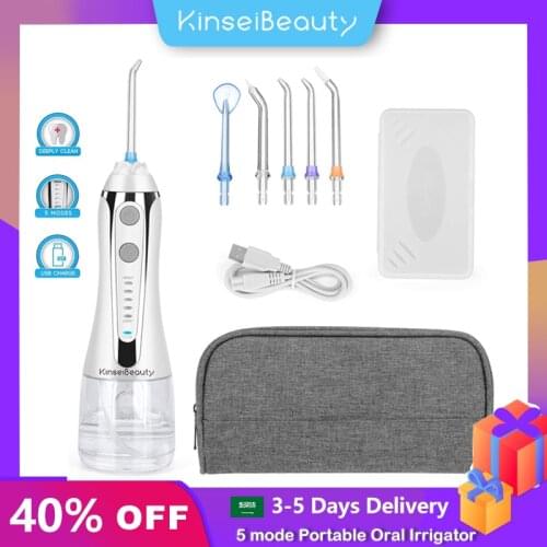 Oral Irrigator 5 Modes USB Rechargeable Dental Water Flosser 5Jet Portable Irrigator Dental Tips Waterproof Teeth Cleaner 300ml