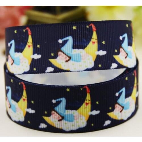 22mm 25mm 38mm 75mm Moon cartoon printed Grosgrain Ribbon party decoration 10 Yards X-04601