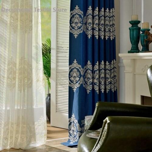 Modern Curtains for Living Dining Room Bedroom Simple Cotton and Linen Embroidered Curtains tulle Finished Product Customization
