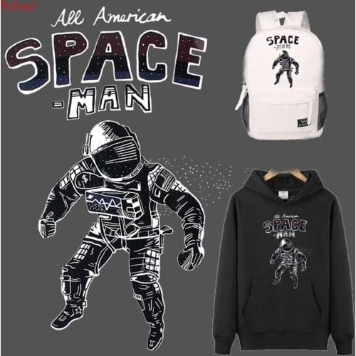 Pulaqi Iron On Transfer For Clothes Astronaut Space Patches Heat Vinyl Transfer Thermal Cartoon Stripes For Clothes Washable DIY