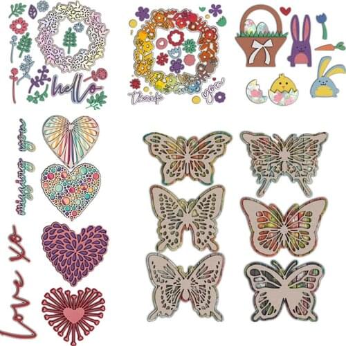 Flower Circle Miss You Love Heart Basket Metal Cutting Dies Scrapbooking For DIY Card Album Making Crafts Embossing Stencil 2021