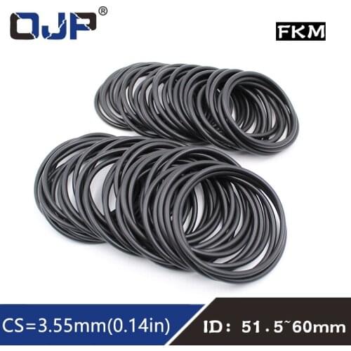 1PC Fluorine rubber Ring Black FKM O-ring Seal CS3.55mm ID51.5/53/54/54.5/56/58/60mm O Ring Gasket Oil Ring Fuel Sealing Washer
