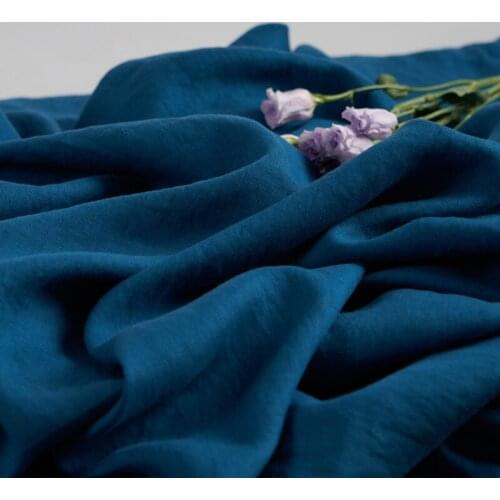 High quality pure flax fabrics Sand washed yarn dyed fabric Spring and autumn Shirt Dress Gown windbreaker fabric for dress