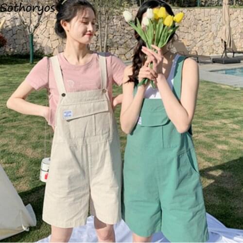 Rompers Women Sleeveless High Quality Solid Simple Large Size 3XL Loose All-match Korean Style Sweet Girls Fashion Streetwear