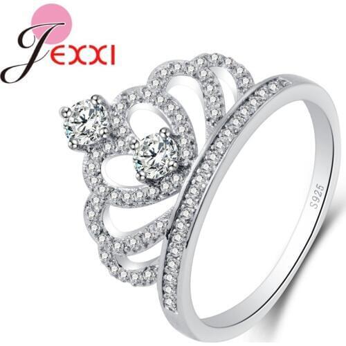 New Fashion Crown Shape 925 Sterling Silver Ring With Shiny Cubic Zirconia For Women Girls Party Engagement Jewelry