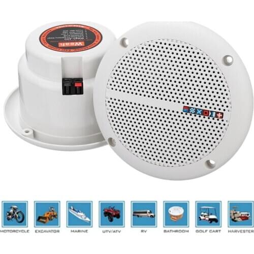 1 Pair Waterproof 25W Full Range Marine Boat Ceiling Wall Speakers Lawn Garden Water Resistant Install Speaker