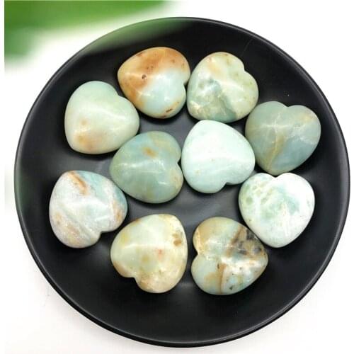 1PC Natural Amazonite Quartz Crystal Polished Heart Shaped Stones Specimen Home Decoration Natural Stones and Minerals
