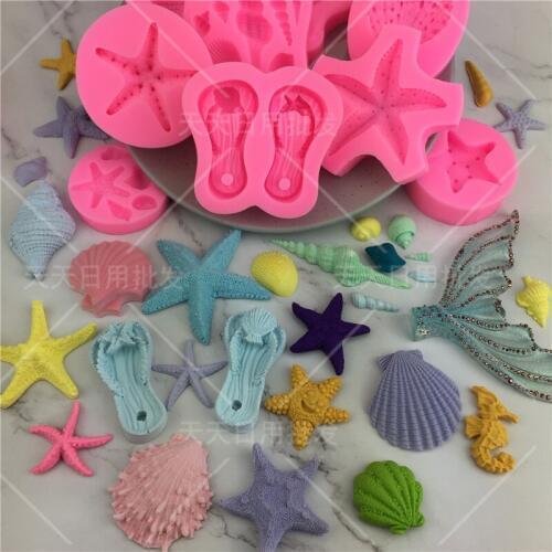 1Pcs Sea Starfish Silicone Mold Sugarcraft Fondant Cake Decorating Tools Gumpaste Chocolate Candy Soap Clay Molds