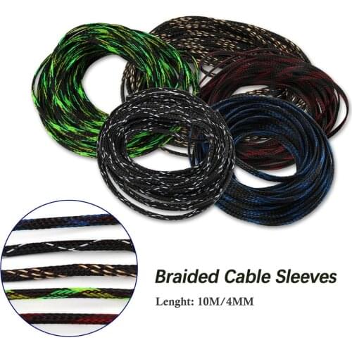 10M 5 Colors Cable Sleeves 4mm Snakeskin Mesh Wire Protecting PET Nylon Cable Sleeves Wire Mesh Shock For Cable Sets