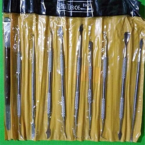 10 Piece/set Dental Wax Carver Dental Lab Wax Graving Knives Kits (Ten Collects) for Dental Handle Wax Plaster Carving Tools