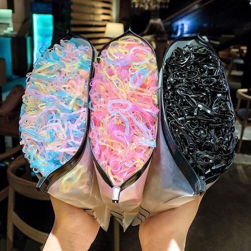 100/1000pcs Girl Colorful Nylon Elastic Hair Bands Children Ponytail Holder Rubber Bands Headband Kid Scrunchie Hair Accessories