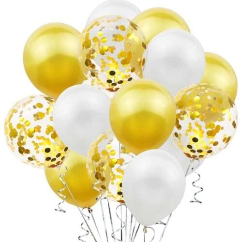 18pcs 12inch Gold Confetti White Latex Balloons Air Helium Globos Wedding Birthday Party Decor Baby Shower Kids Party Supplies