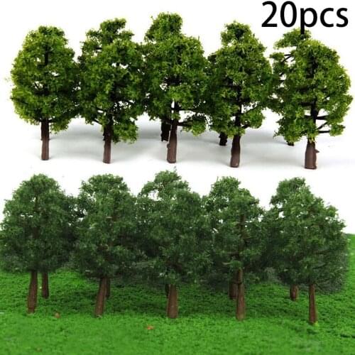 20pcs 8CM Mini Model Trees Micro Landscape Decor Train Layout Accessories DIY Plastic Artificial Miniature Accessories Toys