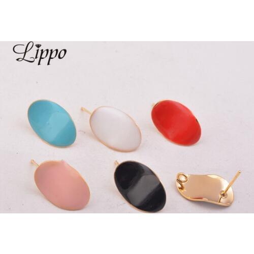 20pcs High Quality Gold Enamel Earring Setting Charms Winding Oval-shaped Connector Earring Base Pendant DIY Womens Jewelry