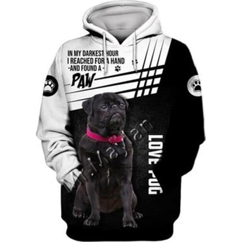2021 Fashion Animal Pug 3D Printed Hoodie Men Women Ropa Casual Pet Dog Designs Hooded Oversized Hooded Coat Drop Shipping QW-08