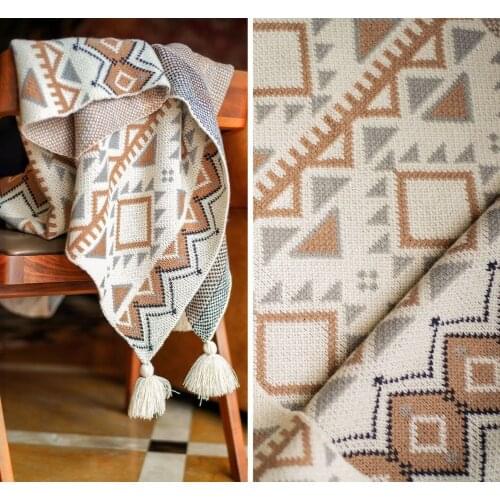 2021 New Simple Knitted Bohemian Shawl Blanket Acrylic Nap Blanket Winter Home Decoration Sofa Cover Blanket 130*150cm