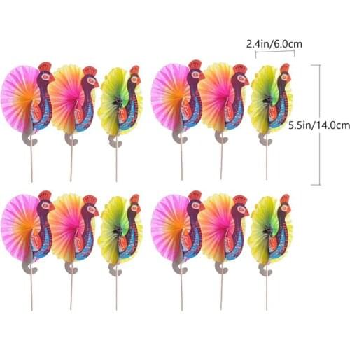 50pcs Creative Cocktail Toppers Decorative Fruit Toothpicks Peacock Cocktail Decoration Fruit Stick (Assorted Color)