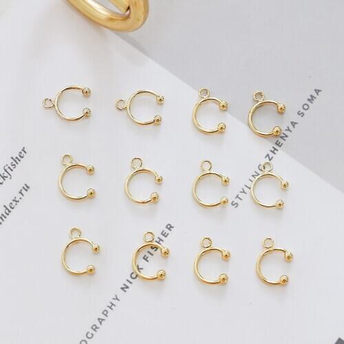6pcs New Fashion Ear Clip Ear bone clip 18k 14k no pierced C-shaped earring material hanging ring diy jewelry accessories
