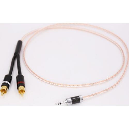 Hi End OCC Copper and Silver Plated hifi audio cable 2 rca to 3.5MM hifi 1 to 2 audio video cable