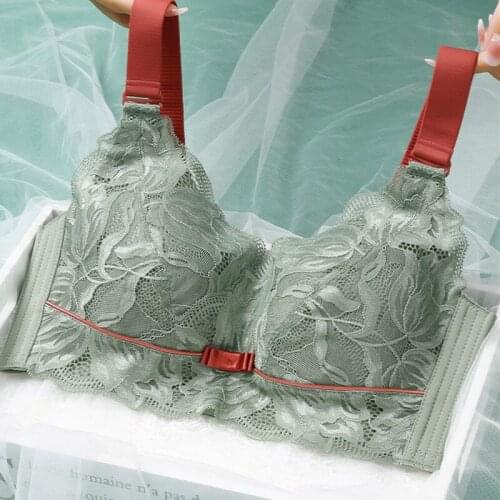 Big breasts, small underwear, womens thin cup, no steel ring, gathered up, adjustable breastfeeding bra