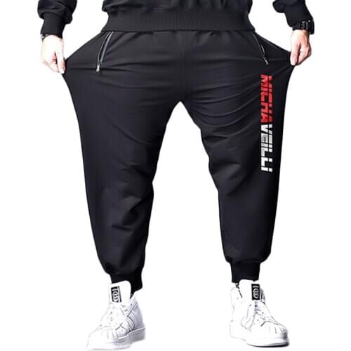 Men Elastic Pants Side Letter Jogging Sweatshirt Casual Pants Loose Loose Oversized 5XL 6XL 7XL Big Size Man Pants