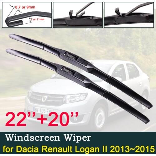 For Dacia Renault Logan II 2013~2015 2014 Front Windscreen Windshield Wipers Blades Car Wiper Blade Accessories 20"+22"